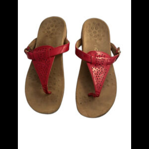 Vionic Sandals Size 11 Red Patent Leather Slip On pre loved